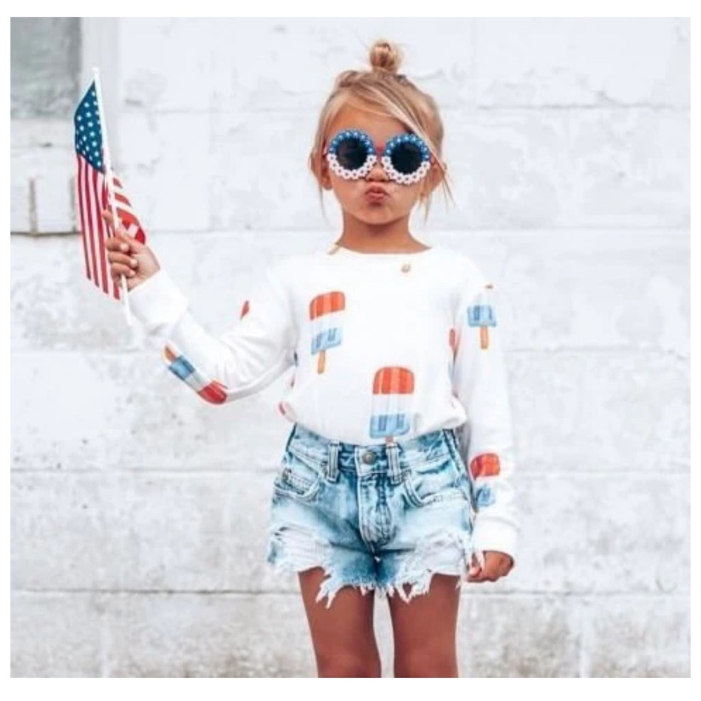 Brokedown Clothing Kids Popsicle Sweatshirt in White Size 10